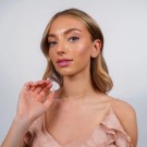 992751 HJERTE ANHENG OG ØREPYNT I FORGYLT SØLV MED ZIRKONER OG KJEDE thumbnail