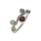 1225629-48 HVITT GULL RING MULTI FARGET MED EKTE STEINER - BREDDE: 9 MM thumbnail