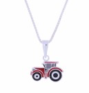 7731R TRAKTOR I SØLV MED RØD EMALJE thumbnail