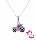 7731RO TRAKTOR I SØLV MED ROSA EMALJE thumbnail