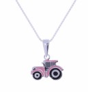 7731RO TRAKTOR I SØLV MED ROSA EMALJE thumbnail