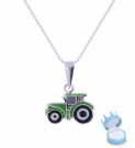 7731G TRAKTOR I SØLV MED GRØNN EMALJE thumbnail