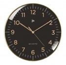 JM-00972N JM - VEGGUR SORT / GULL MED BUET GLASS OG ALLE TALL - SWEEP HANDS - LYDLØST - DIAMETER: 30 CM thumbnail