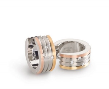 0592-03 BOCCIA - CREOLER I TITAN BICOLOR MED BLANKE STEINER - BREDDE: 6 MM x DIAMETER: 14 MM