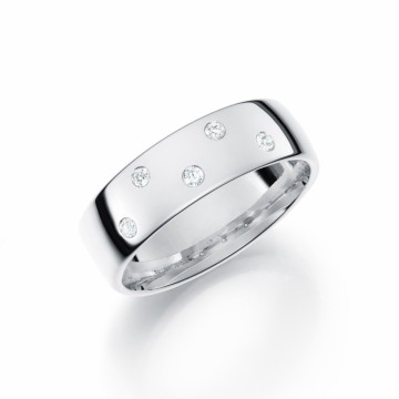 GD160H6  6 MM HVITT GULLRING MED 0,10 CT. WSi - INNVENDIG OG UTVENDIG BUET