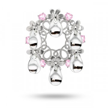 61008 SØLJE MED ROSA STEINER - DIAMETER: 22 MM