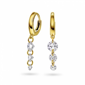 992728 GLITZ CREOLER I FORGYLT SØLV MED ZIRKONER - BREDDE: 5 MM x HØYDE: 24 MM