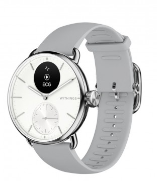 Withings - ScanWatch 2 i stål med hvit tallskive og hvit reim -Diameter: 38 mm - Gratis skinnreim medfølger - Verdi: 698