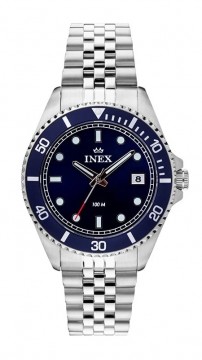 TM76337S-BI INEX HERREUR I STÅL MED BLÅ TALLSKIVE OG SAFIRGLASS - DIAMETER: 40 MM