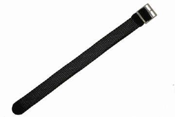 103G-20 20 MM SORT PERLON REIM MED STÅL SPENNE - LENGDE: 24,5 CM