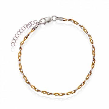 44588-19 PAN JEWELRY - INFINITY ARMLENKE I SØLV OG FORGYLT SØLV  - BREDDE: 2 MM x LENGDE: 16 + 3 CM