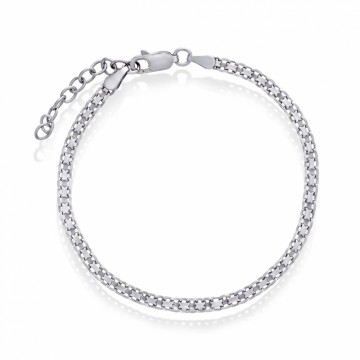 44593-19 PAN JEWELRY - X-UTEN STAV ARMLENKE I  RODINERT SØLV - BREDDE: 3 MM x LENGDE: 16 + 3 CM
