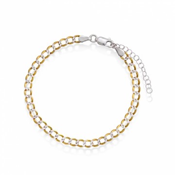 44587-19 PAN JEWELRY - ARMLENKE I SØLV OG FORGYLT SØLV  - BREDDE: 4 MM x LENGDE: 19  CM