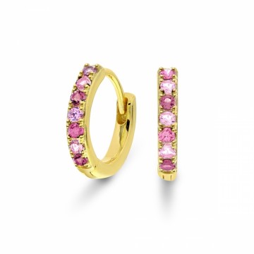 68694-03 CREOLER I FORGYLT SØLV MED ROSA OG BLANKE ZIRKONER - DIAMETER: 12,5MM