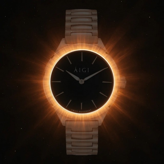 viserne er belagt med Super-Luminova slik at tiden alltid er synlig – selv i mørket.